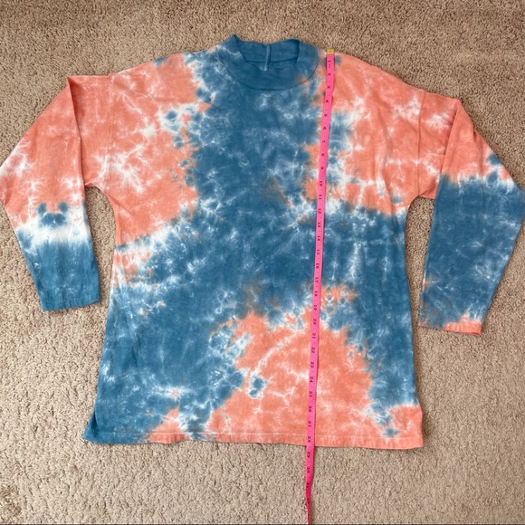Free People Oversized Tie Dye Pink Blue Tee Shirt - Picture 13 of 16